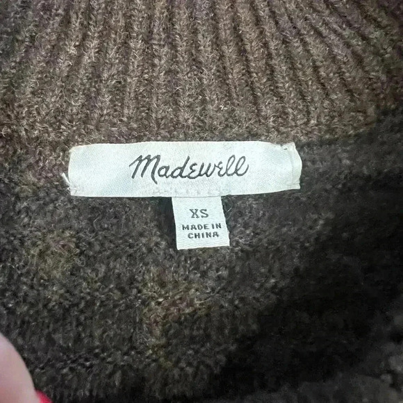 Madewell Elsmere Pullover Crewneck Sweater Size XS Brown Ribbed Wool Blend Soft - Picture 9 of 10